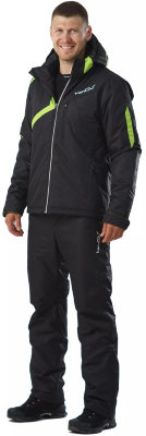 Теплый прогулочный лыжный костюм Nordski Premium black-lime мужской