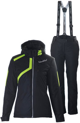 Женский утеплённый прогулочный лыжный костюм Nordski Premium Black-Lime