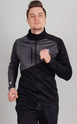 Мужская лыжная разминочная куртка Nordski Premium black-graphite
