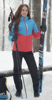 Женский утеплённый прогулочный лыжный костюм Nordski Montana blue-red