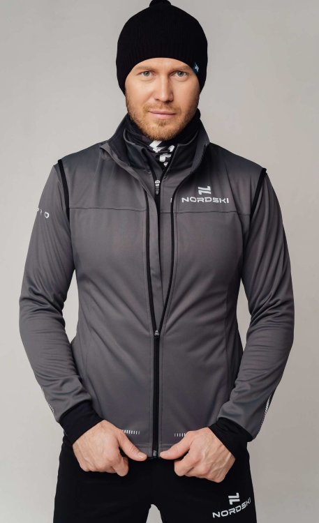 Элитная мужская лыжная куртка Nordski Pro graphite-black