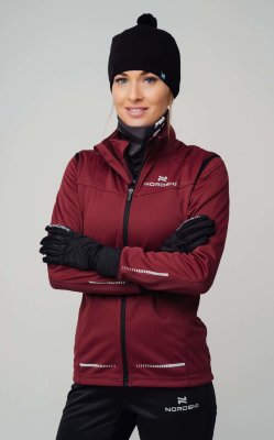 Элитная женская лыжная разминочная куртка Nordski Pro wine