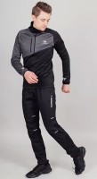 Мужской лыжный разминочный костюм Nordski Premium black-graphite