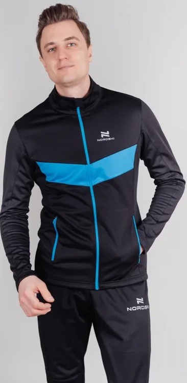 Мужская разминочная лыжная куртка Nordski Base black-blue
