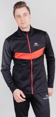 Мужская разминочная лыжная куртка Nordski Base black-red