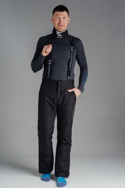Теплые мужские зимние брюки Nordski Mount Black с высокой спинкой