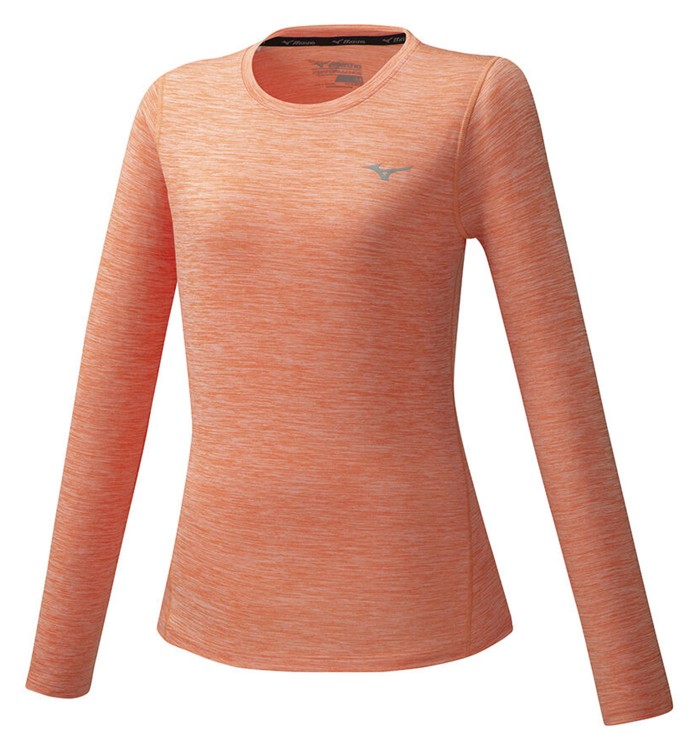 Женская рубашка для бега Mizuno Impulse Core LS Tee оранжевая