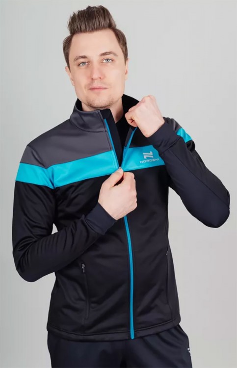 Мужская лыжная разминочная куртка Nordski Drive black-blue