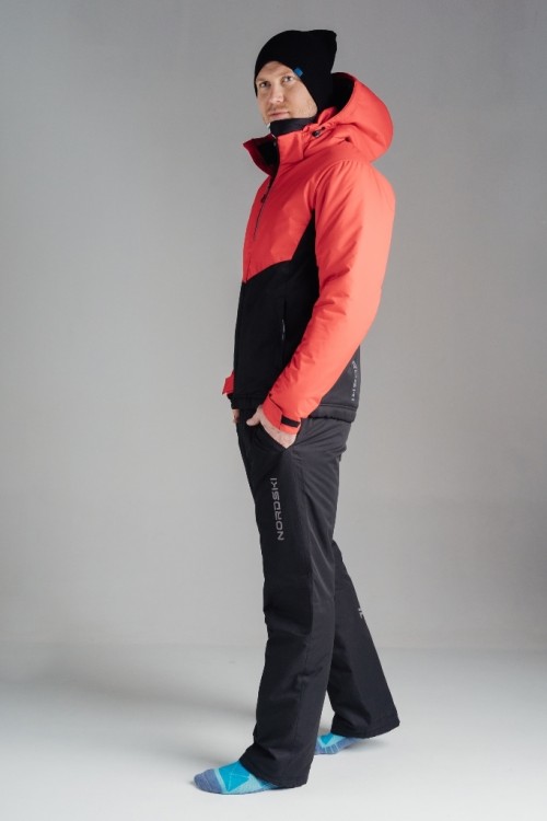 Мужской утеплённый прогулочный лыжный костюм Nordski Montana black-red