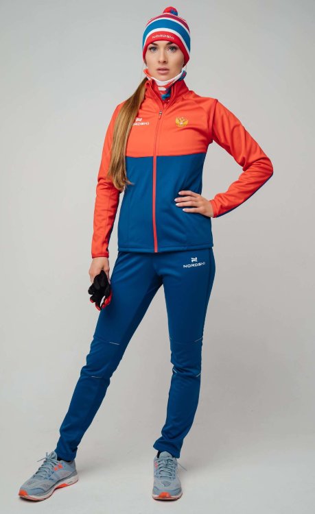 Женский лыжный разминочный костюм Nordski Premium Patriot