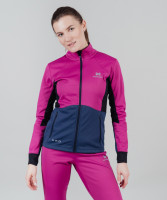 Элитная женская лыжная разминочная куртка Nordski Pro fuchsia/blue
