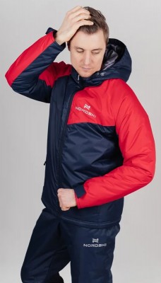 Мужская утеплённая прогулочная  лыжная куртка Nordski Premium Sport red/dark navy