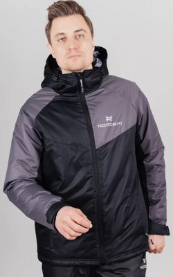 Мужская утеплённая прогулочная  лыжная куртка Nordski Premium Sport grey/black