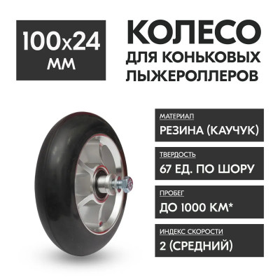 Колесо в сборе VIPSPORT каучук, 100*24 мм №2