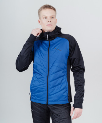 Куртка для лыж и бега зимой Nordski Hybrid Hood Black-Blue
