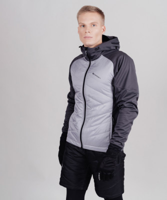 Куртка для лыж и бега зимой Nordski Hybrid Hood Grey