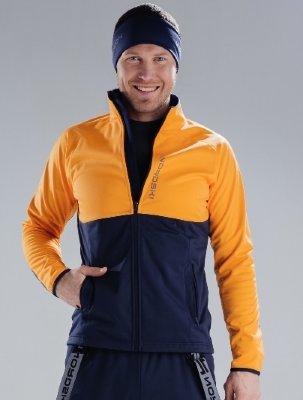 Мужская лыжная разминочная куртка Nordski Premium orange-blueberry