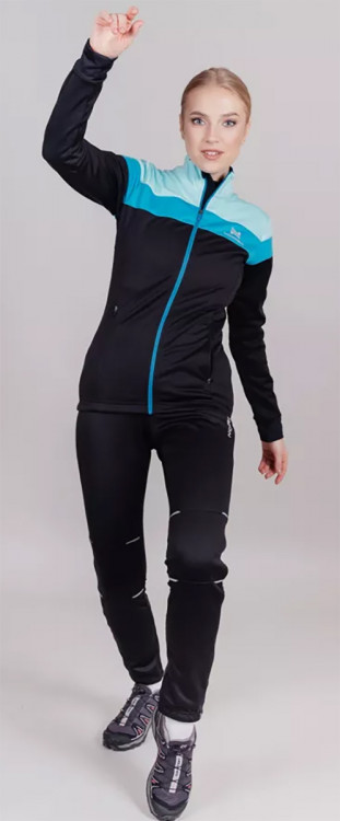 Женский лыжный разминочный костюм Nordski Drive black/mint W