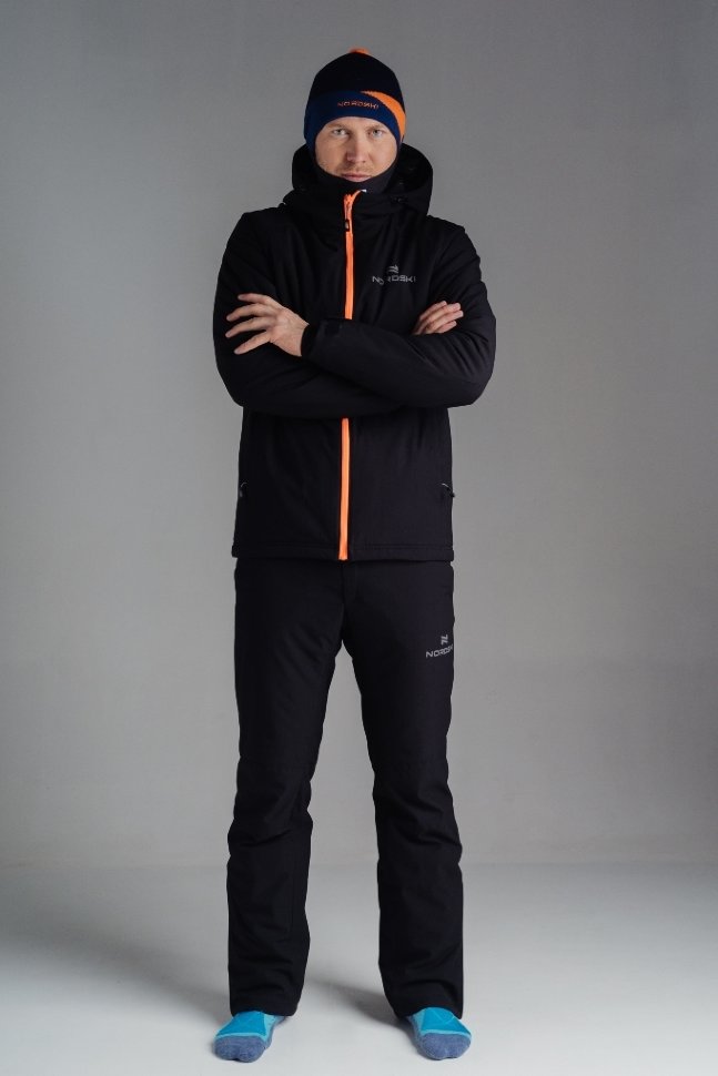 Мужской теплый прогулочный лыжный костюм Nordski Pulse black NSM434100-NSM202100 купить за 13 490 руб. в Wear-termo.ru