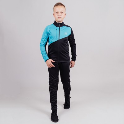 Детский лыжный разминочный костюм Nordski Jr Premium black-blue