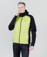 Куртка для лыж и бега зимой Nordski Hybrid Hood Black-lime