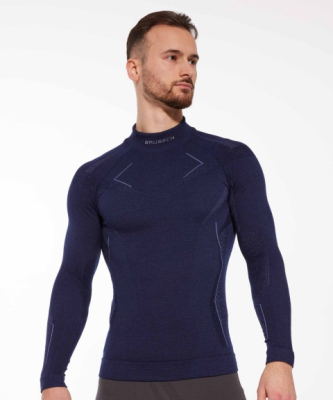 Термолонгслив Brubeck Extreme Merino синий, 78% шерсти