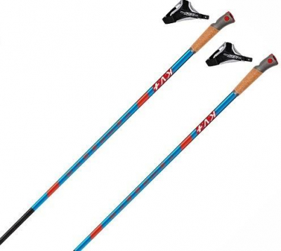 Палки лыжные KV+ TEMPESTA, Clip Blue 90% Carbon пробковая ручка