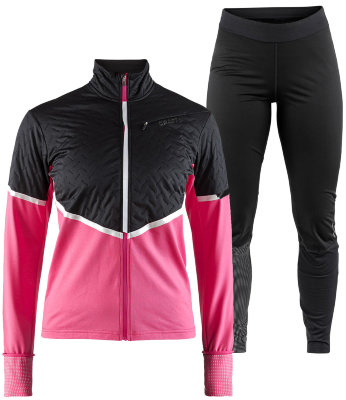 Элитный утепленный костюм для бега Craft Urban Fuseknit Pink-Black женский