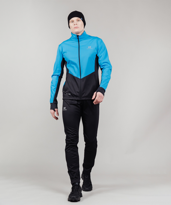 Мужской лыжный разминочный костюм Nordski Pro Light blue/black