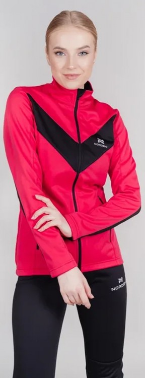 Детская разминочная лыжная куртка Nordski Base розовый/черный