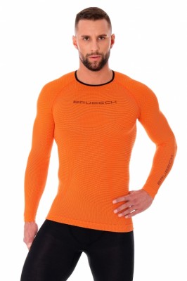 Термофутболка Brubeck 3D Run Pro мужская оранжевая с длинным рукавом