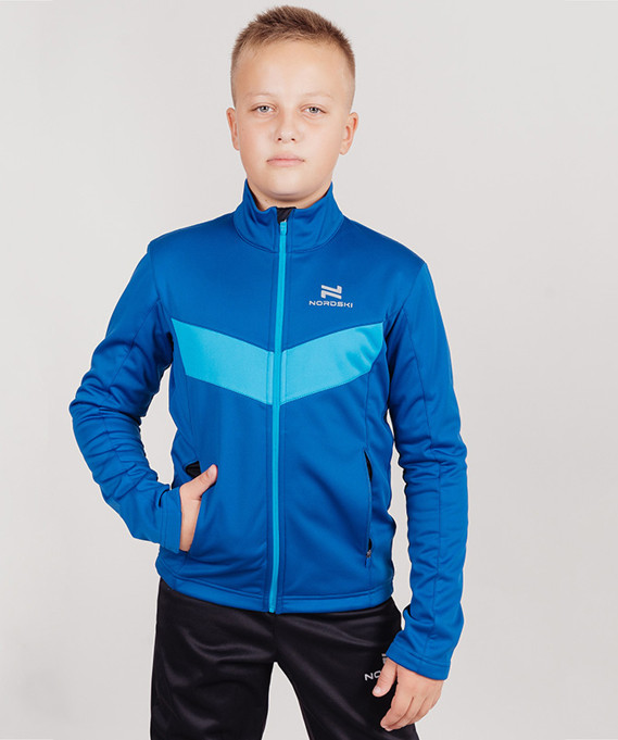 Детская разминочная лыжная куртка Nordski Base синий/темно-синий