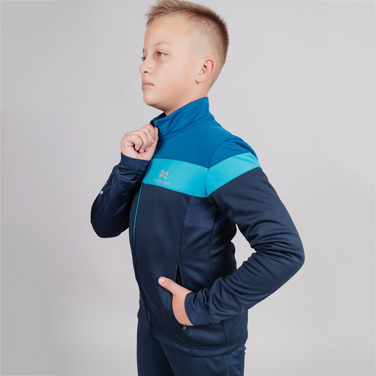 Детская лыжная разминочная куртка Nordski jr. Drive blueberry-blue