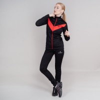 Женский разминочный лыжный костюм Nordski Base black-red