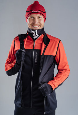 Лыжный мужской жилет Nordski Active Red-black