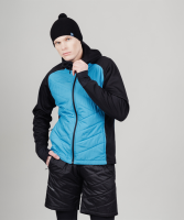 Куртка для лыж и бега зимой Nordski Hybrid Hood Black/Light Blue