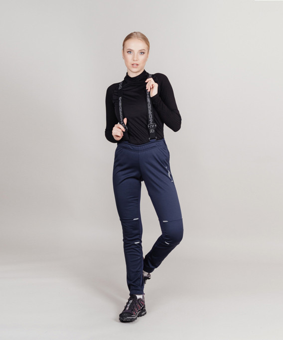 Женские лыжные разминочные брюки-самосбросы Nordski Premium blueberry