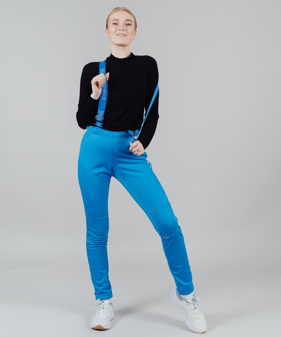 Женские лыжные разминочные брюки-самосбросы Nordski Premium blue