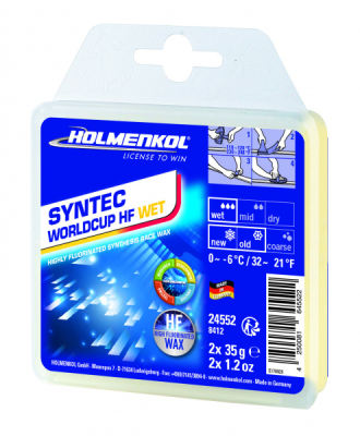 Парафин высокофтористый HOLMENKOL SYNTEC World Cup HF WET, (0-6 C), 2х35г