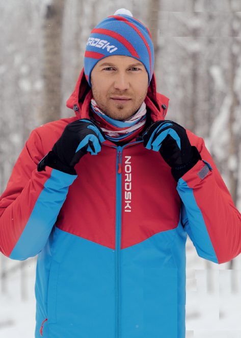 Мужская утеплённая прогулочная лыжная куртка Nordski Montana Rus red-blue