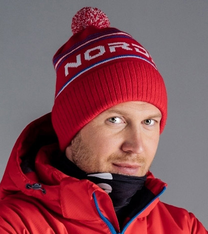 Теплая шапка Nordski Stripe Red Rus