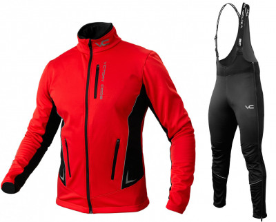 Лыжный разминочный костюм Victory Code Speed Up A2 Warm red-black с высокой спинкой