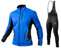 Лыжный разминочный костюм Victory Code Speed Up А2 Warm blue-black с высокой спинкой