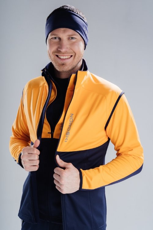 Мужской лыжный жилет Nordski Premium orange-blueberry