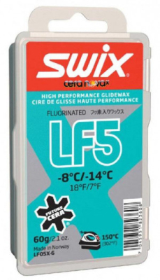 Парафин SWIX LF5X низкофтористый, (-8-14 C), Turquoise, 60 g