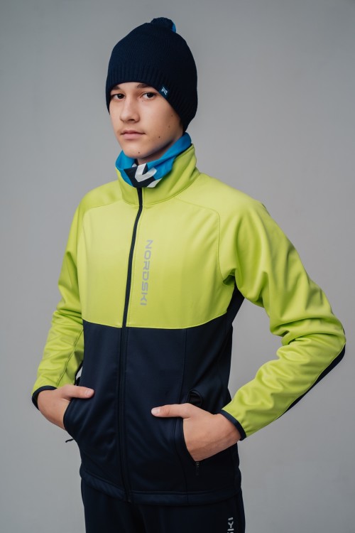 Детская лыжная разминочная куртка Nordski Jr Premium green-blueberry