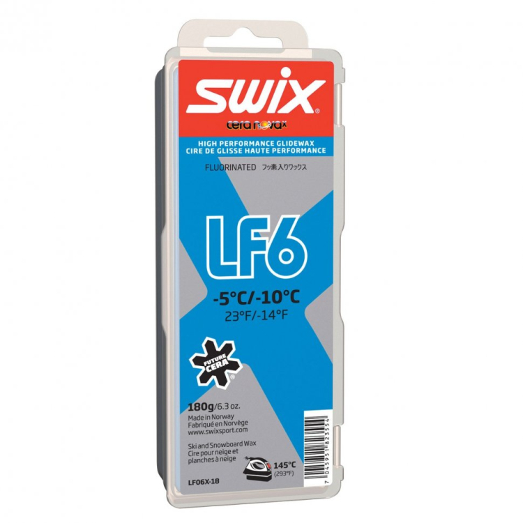 Парафин низкофтористый SWIX LF6X, (-5-10 C), Blue, 180 g (с крышкой)