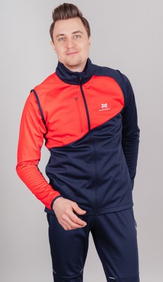 Мужская лыжная разминочная куртка Nordski Premium blueberry-red